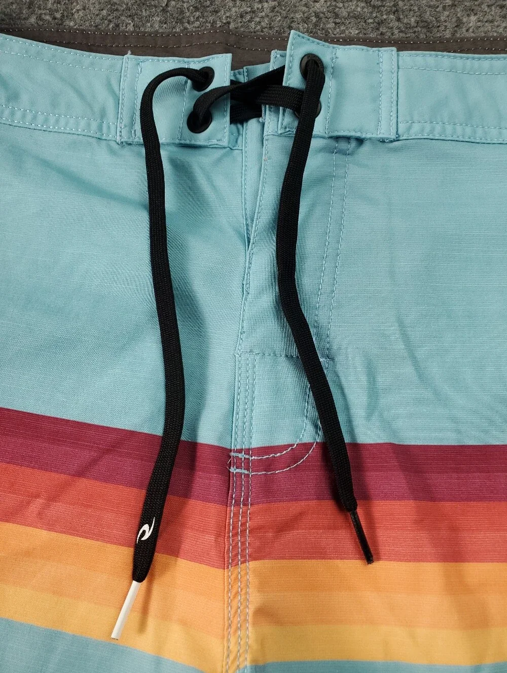Rip Curl Cove Boardshorts 34 Unlined Swim Trunks Teal Blue Stripe Beach Surf
